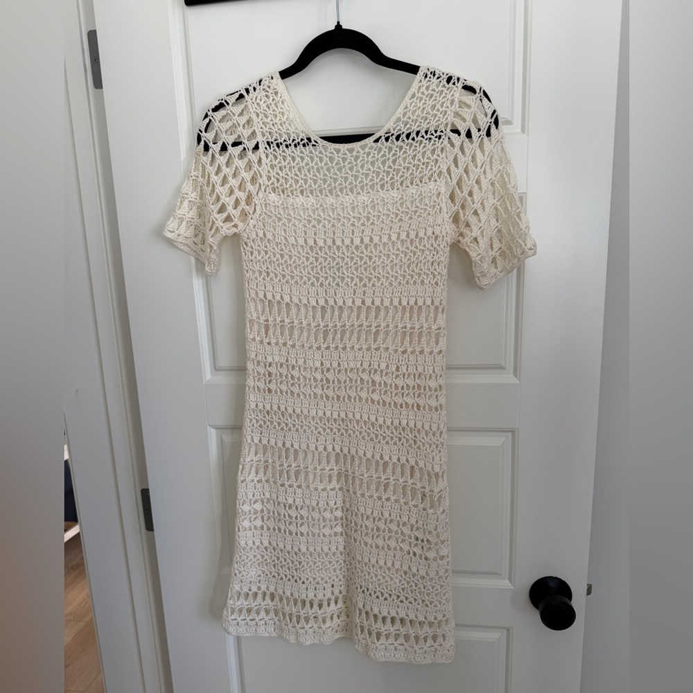 Club Monaco 100% Linen Ivory Crochet Dress